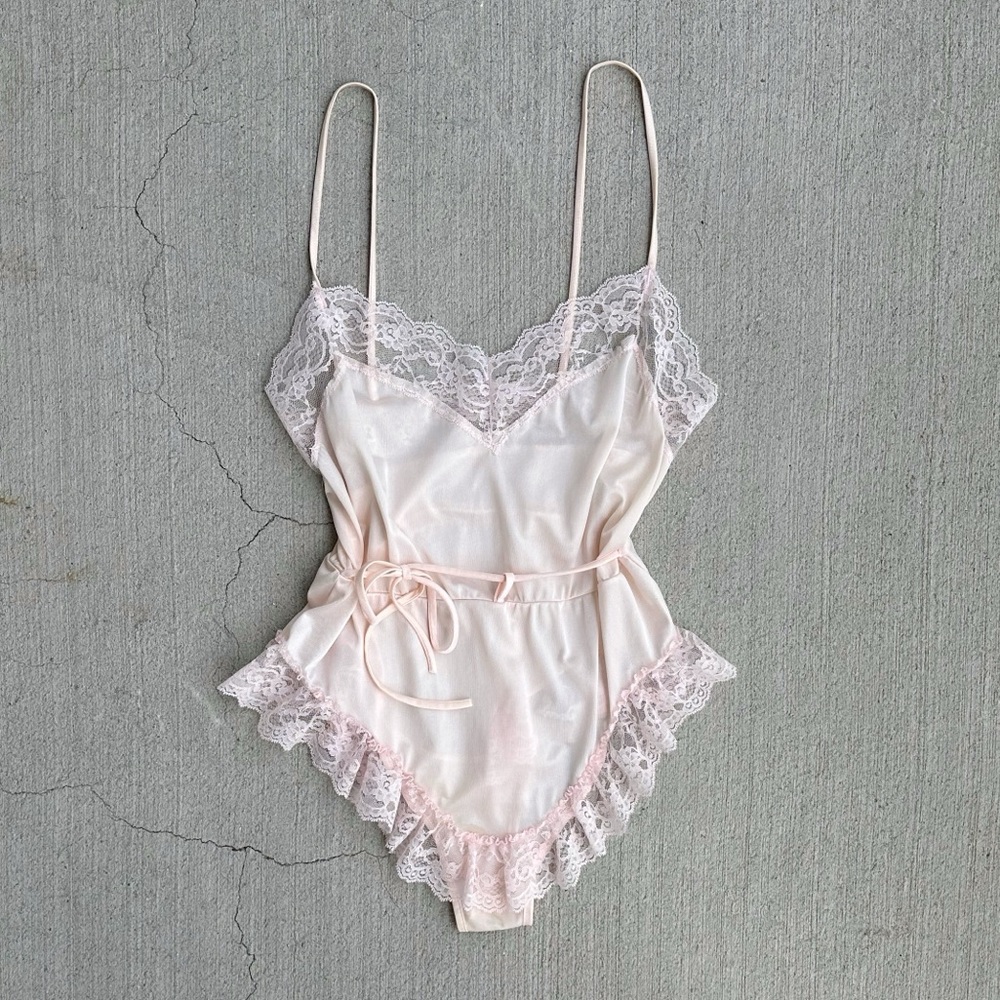 vintage 90s satin pink bodysuit